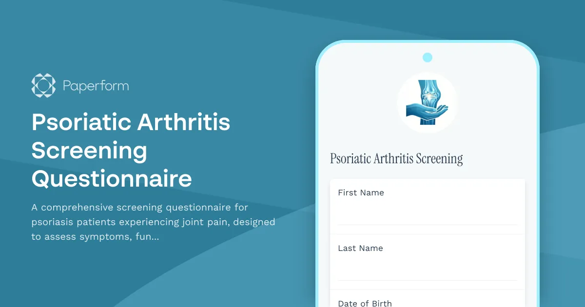 Psoriatic Arthritis Screening Questionnaire