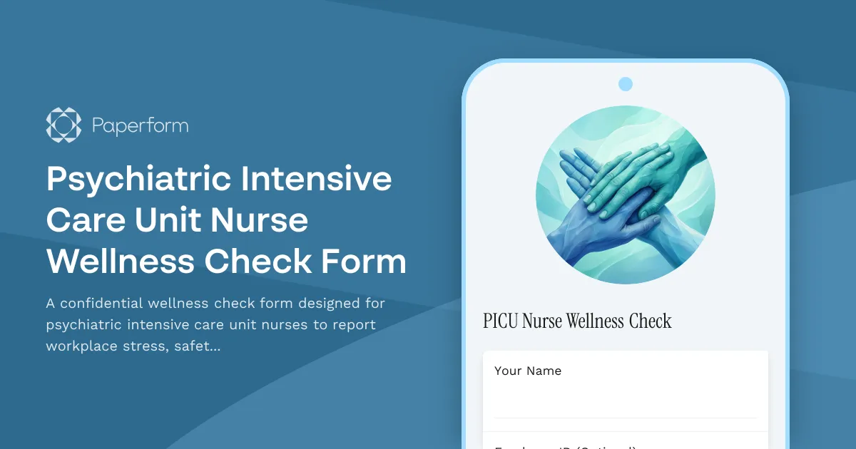 Psychiatric Intensive Care Unit Nurse Wellness Check Form
