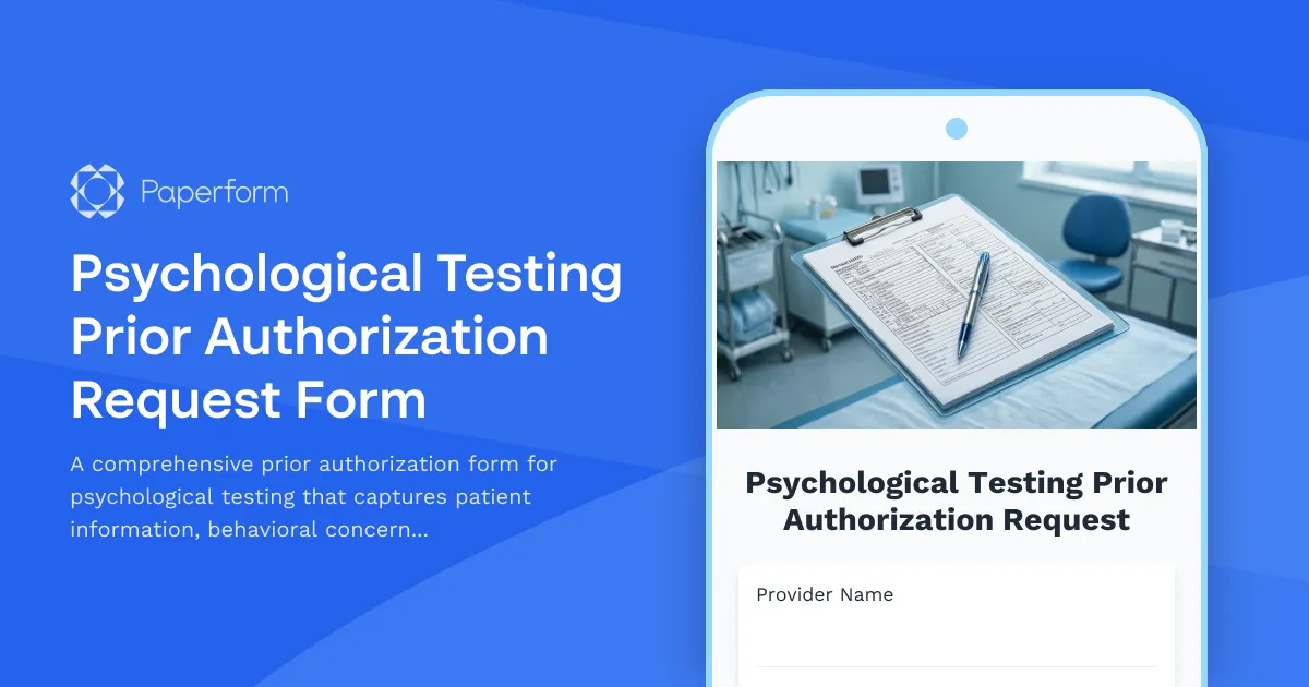 Psychological Testing Prior Authorization Request Form