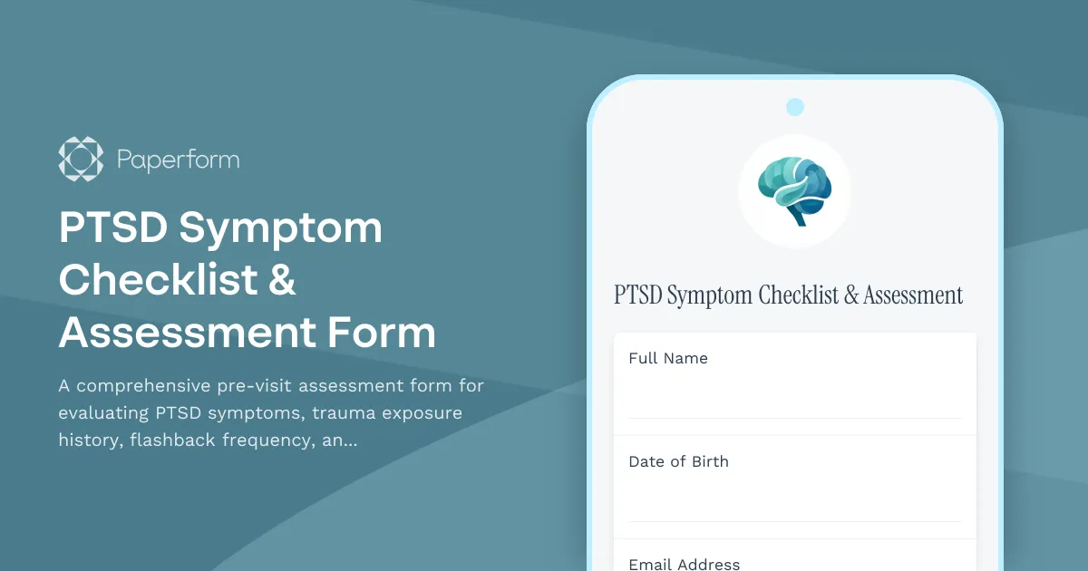 PTSD Symptom Checklist & Assessment Form