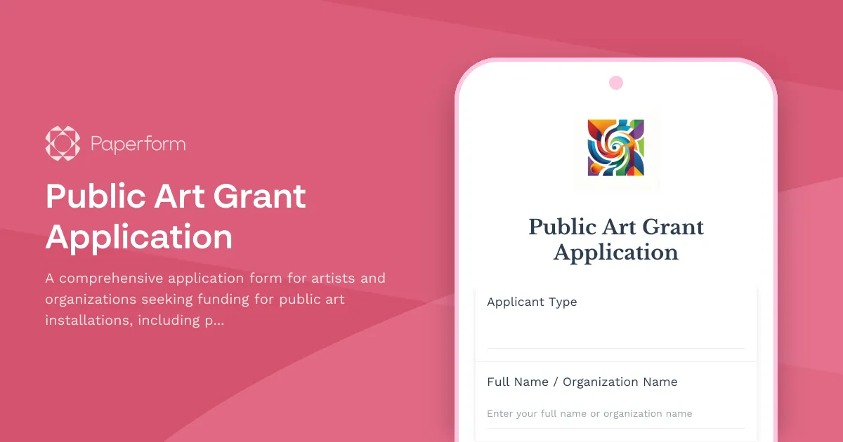 Public Art Grant Application