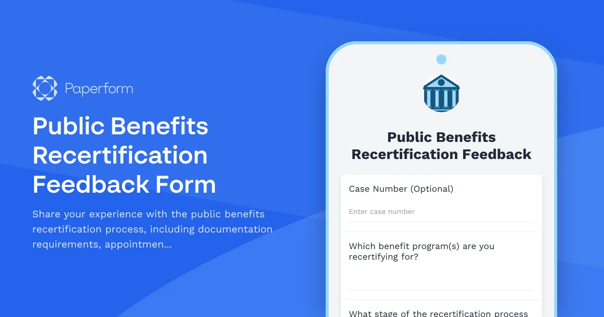 Public Benefits Recertification Feedback Form