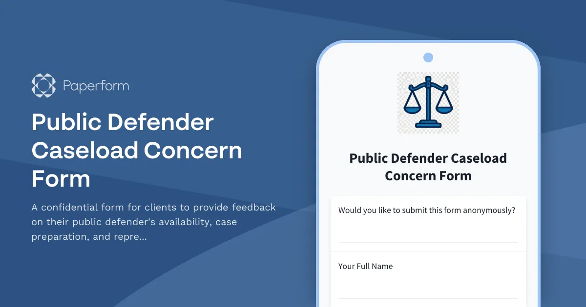 Public Defender Caseload Concern Form