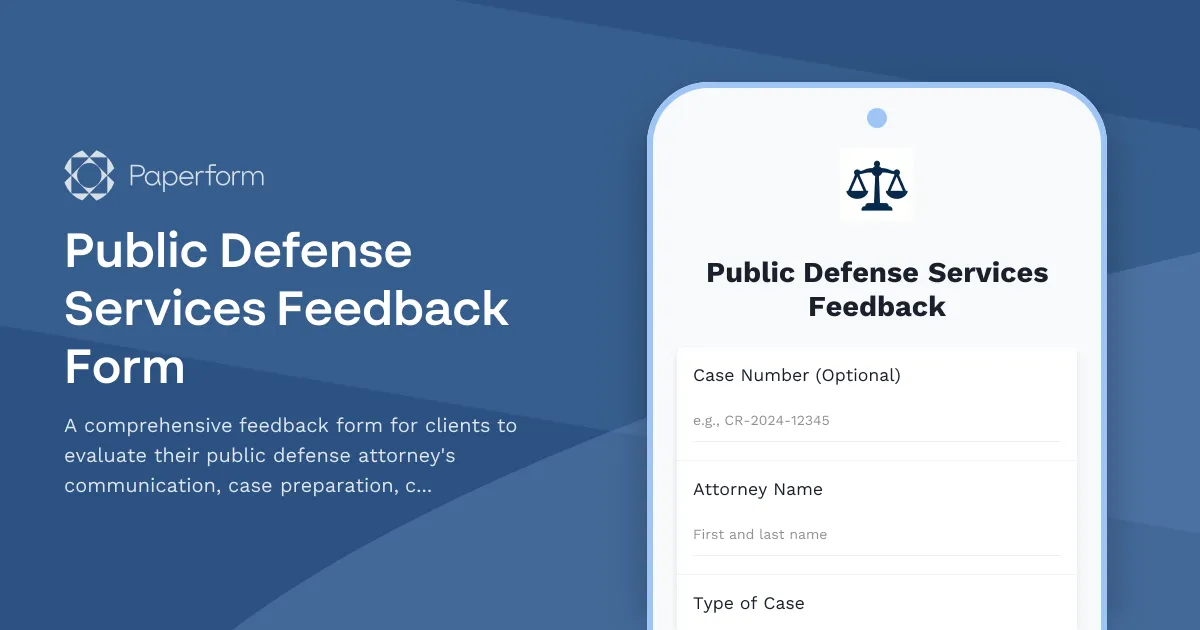 Public Defense Services Feedback Form