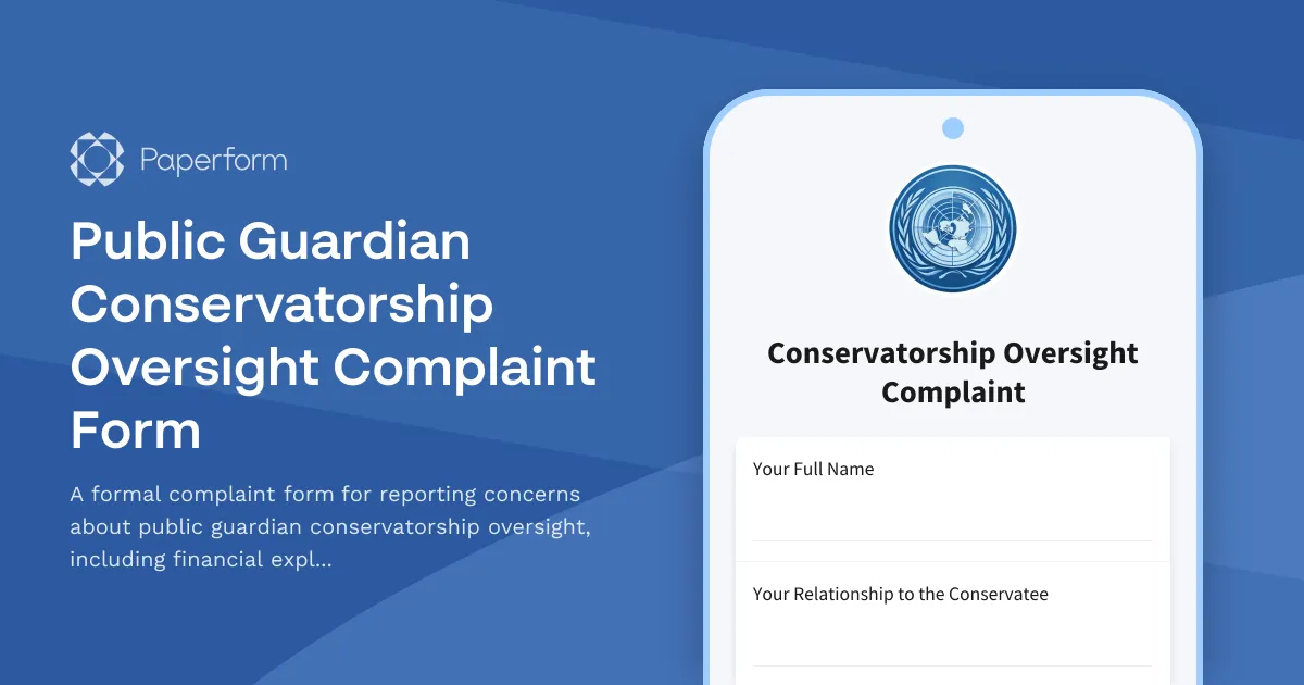 Public Guardian Conservatorship Oversight Complaint Form