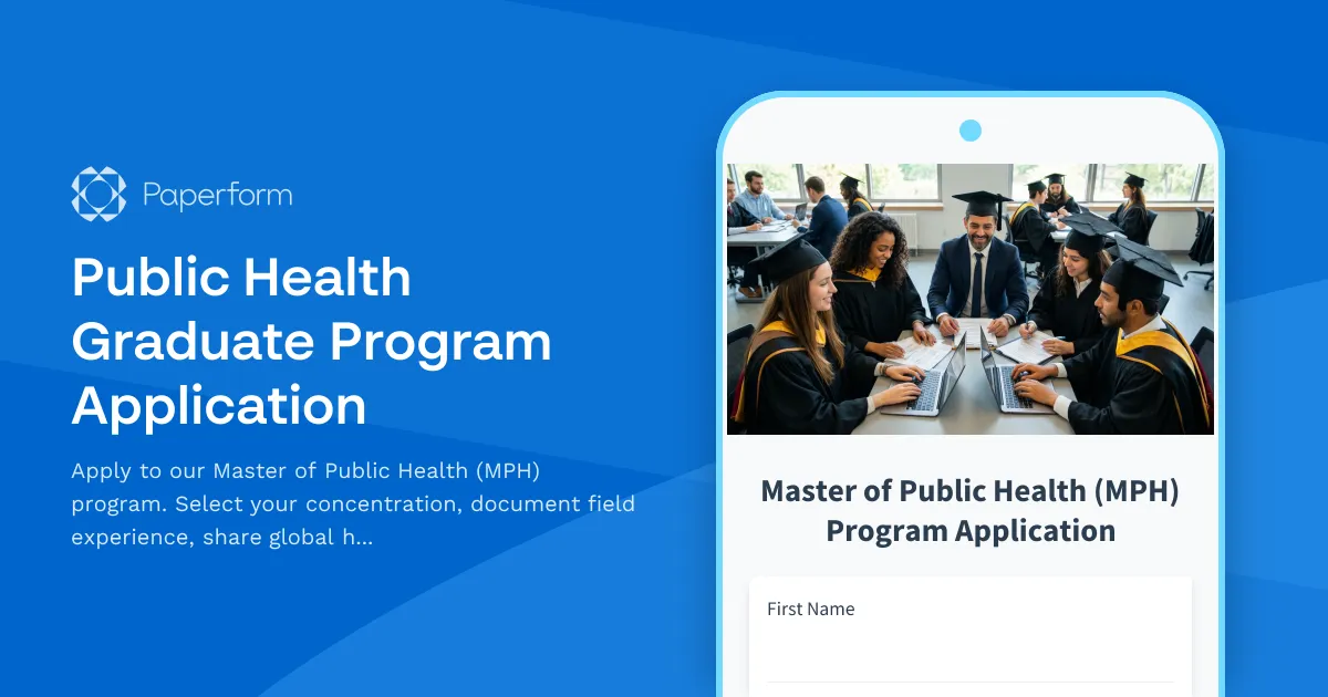 Public Health Graduate Program Application