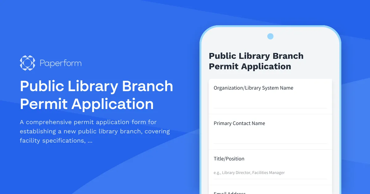 Public Library Branch Permit Application
