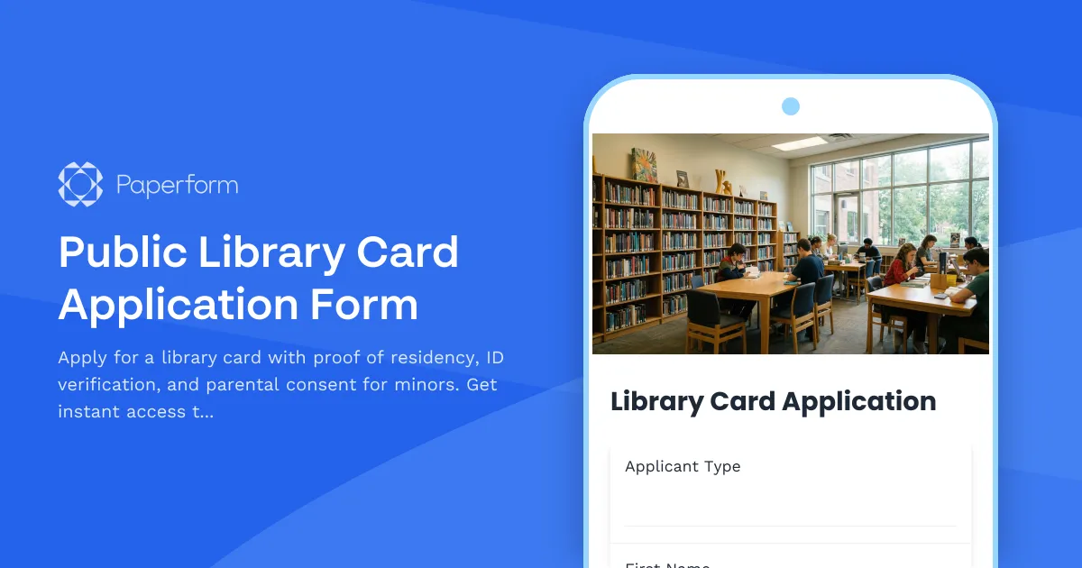 Public Library Card Application Form