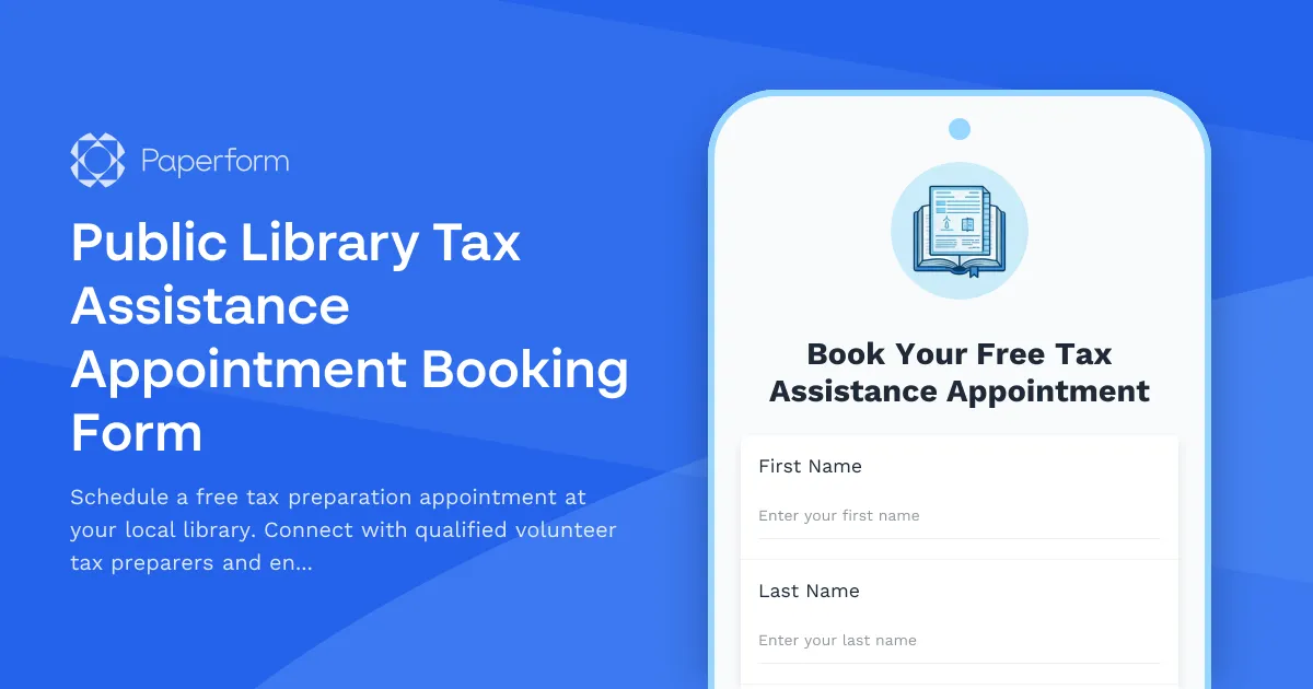 Public Library Tax Assistance Appointment Booking Form