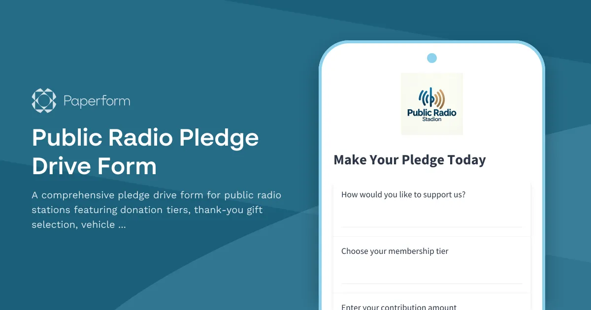 Public Radio Pledge Drive Form
