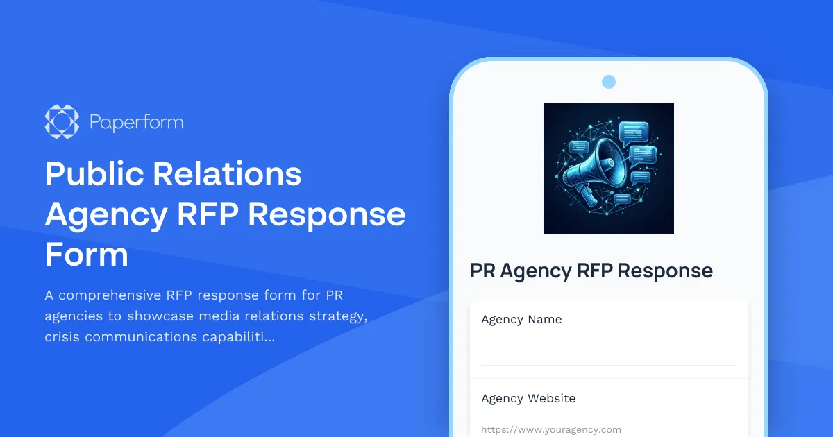 Public Relations Agency RFP Response Form