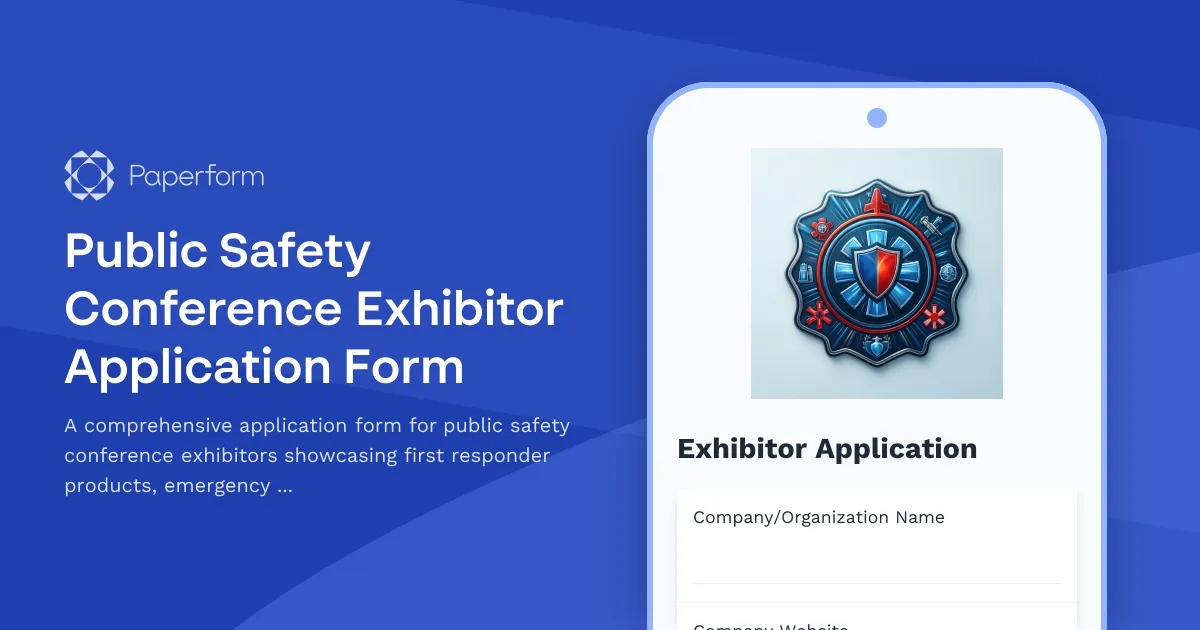 Public Safety Conference Exhibitor Application Form