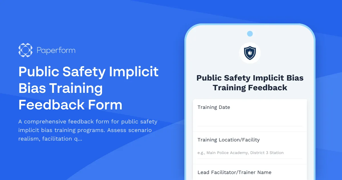 Public Safety Implicit Bias Training Feedback Form