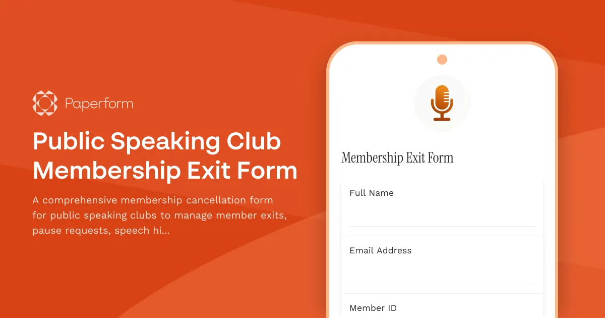 Public Speaking Club Membership Exit Form
