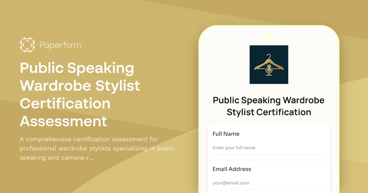 Public Speaking Wardrobe Stylist Certification Assessment