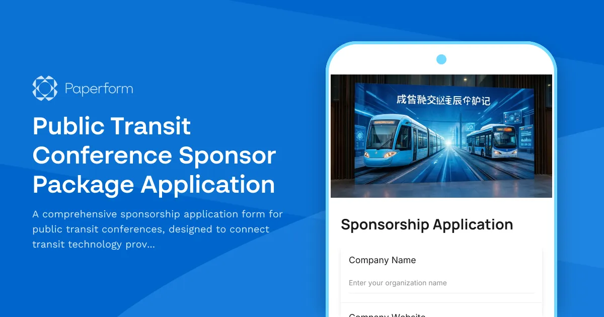 Public Transit Conference Sponsor Package Application