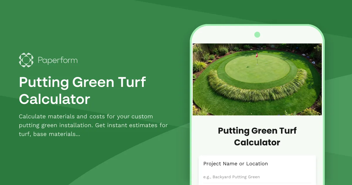 Putting Green Turf Calculator