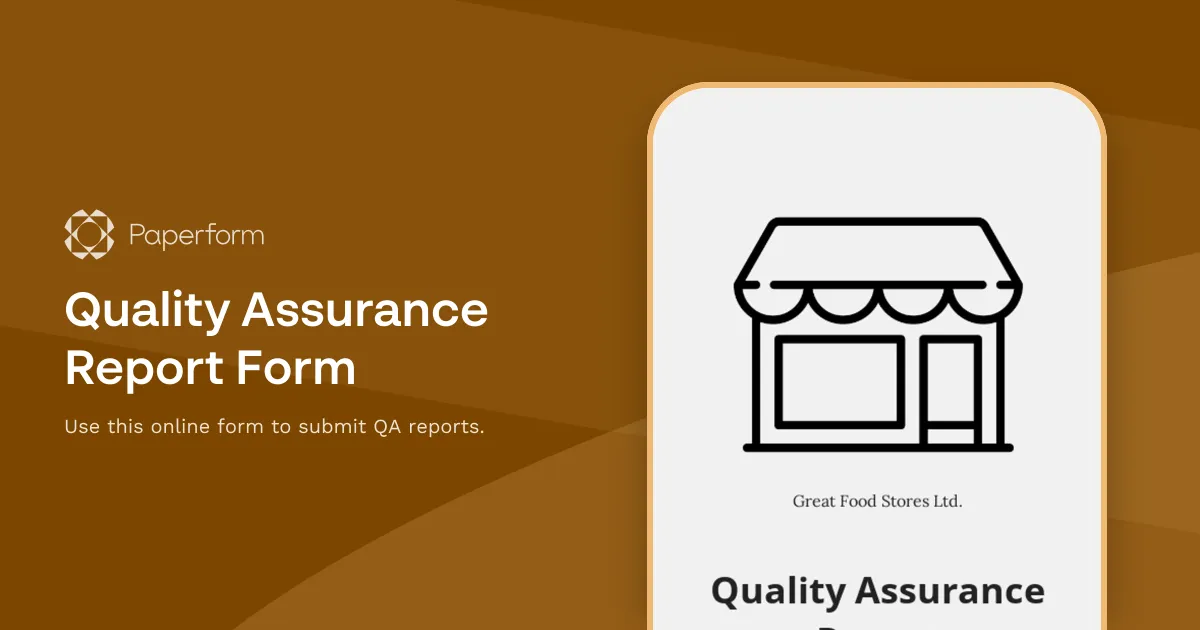 Quality Assurance Report Form