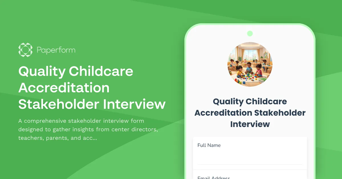 Quality Childcare Accreditation Stakeholder Interview