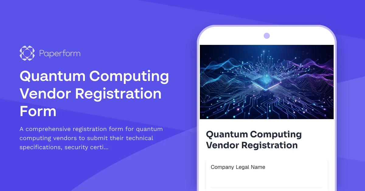 Quantum Computing Vendor Registration Form