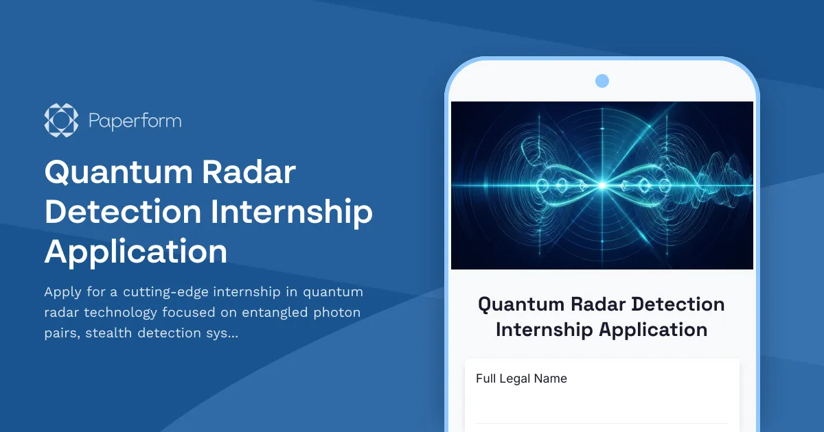 Quantum Radar Detection Internship Application