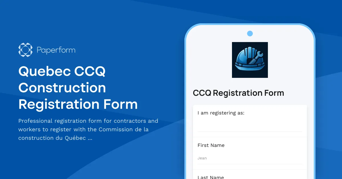 Quebec CCQ Construction Registration Form