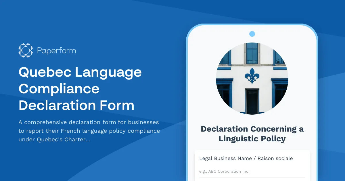 Quebec Language Compliance Declaration Form
