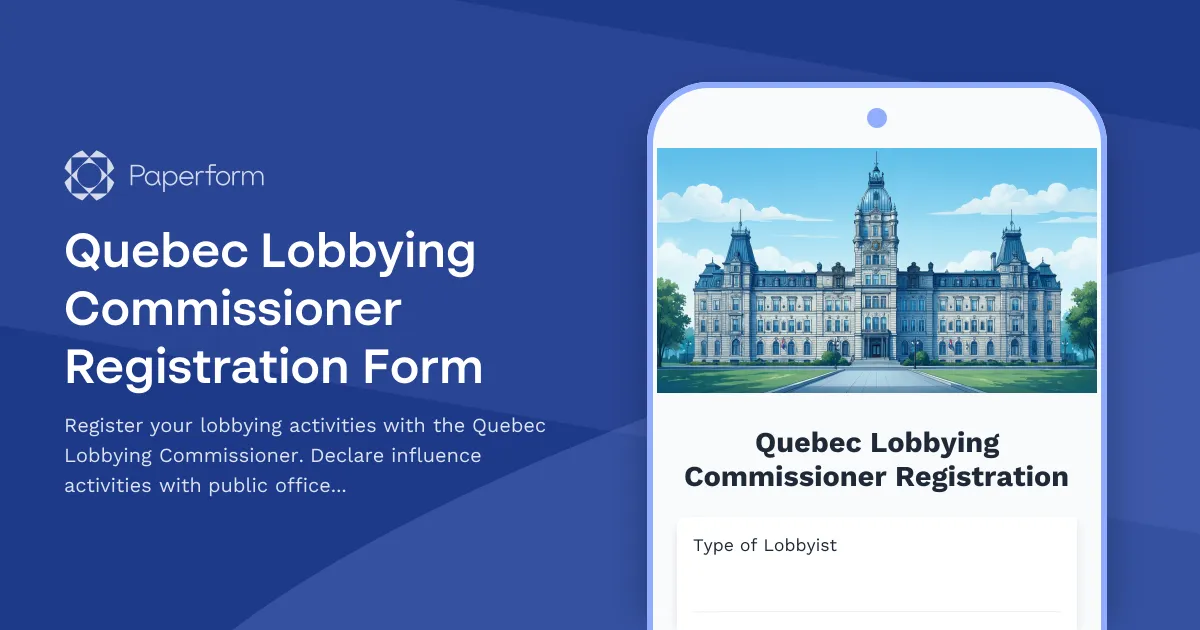 Quebec Lobbying Commissioner Registration Form