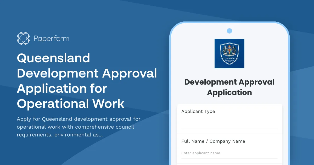 Queensland Development Approval Application for Operational Work