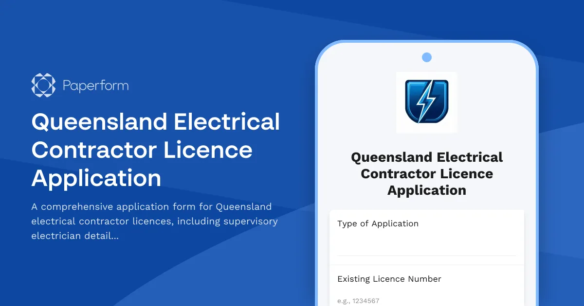 Queensland Electrical Contractor Licence Application