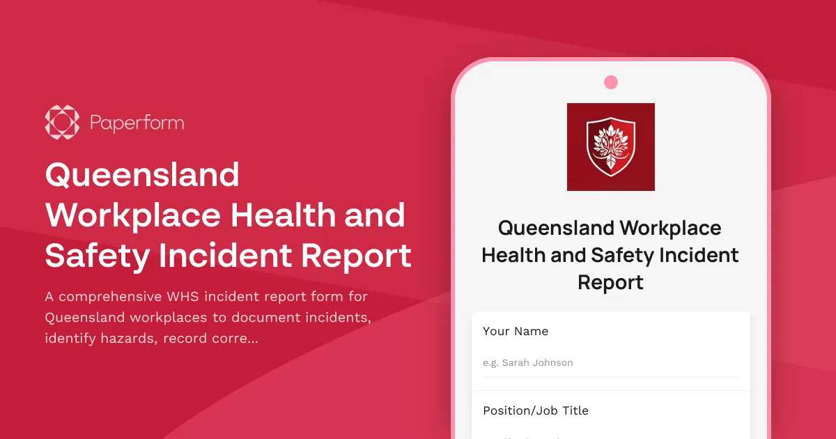 Queensland Workplace Health and Safety Incident Report