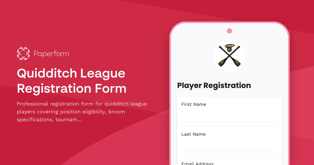 Quidditch League Registration Form