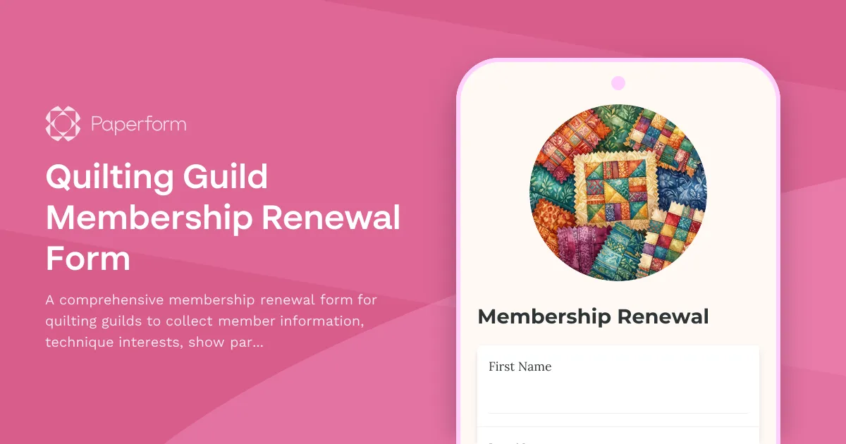 Quilting Guild Membership Renewal Form