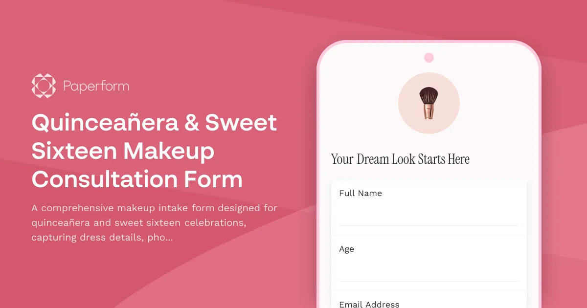 Quinceañera & Sweet Sixteen Makeup Consultation Form