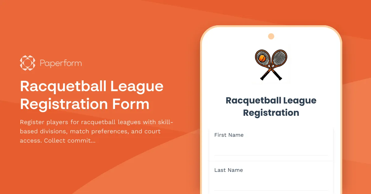 Racquetball League Registration Form