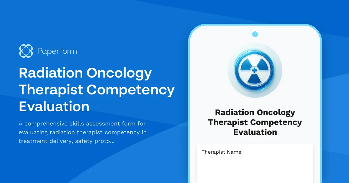 Radiation Oncology Therapist Competency Evaluation