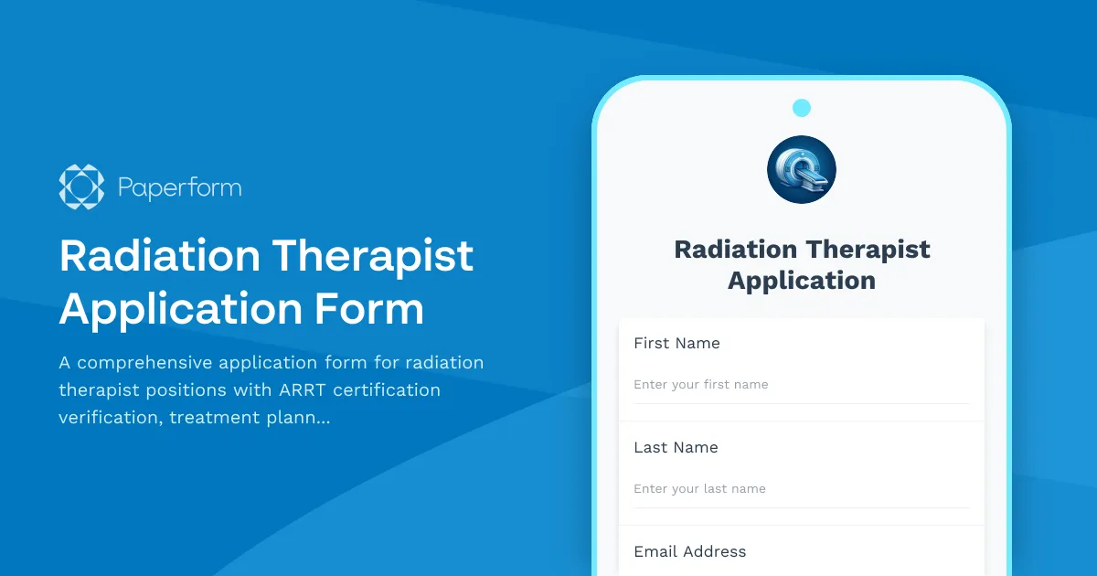 Radiation Therapist Application Form