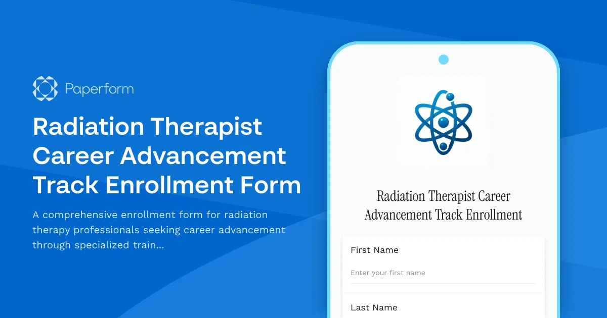 Radiation Therapist Career Advancement Track Enrollment Form