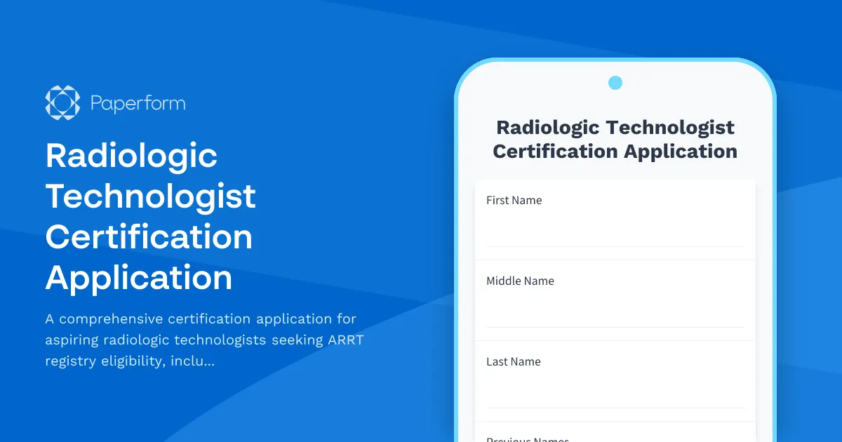 Radiologic Technologist Certification Application
