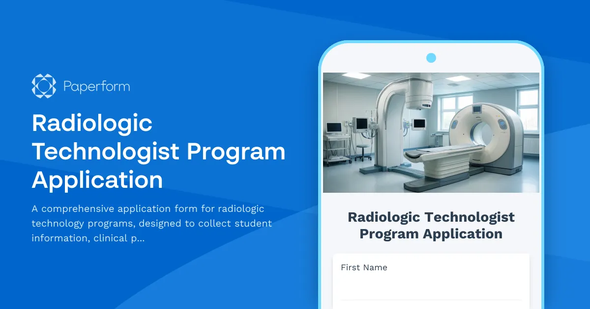 Radiologic Technologist Program Application