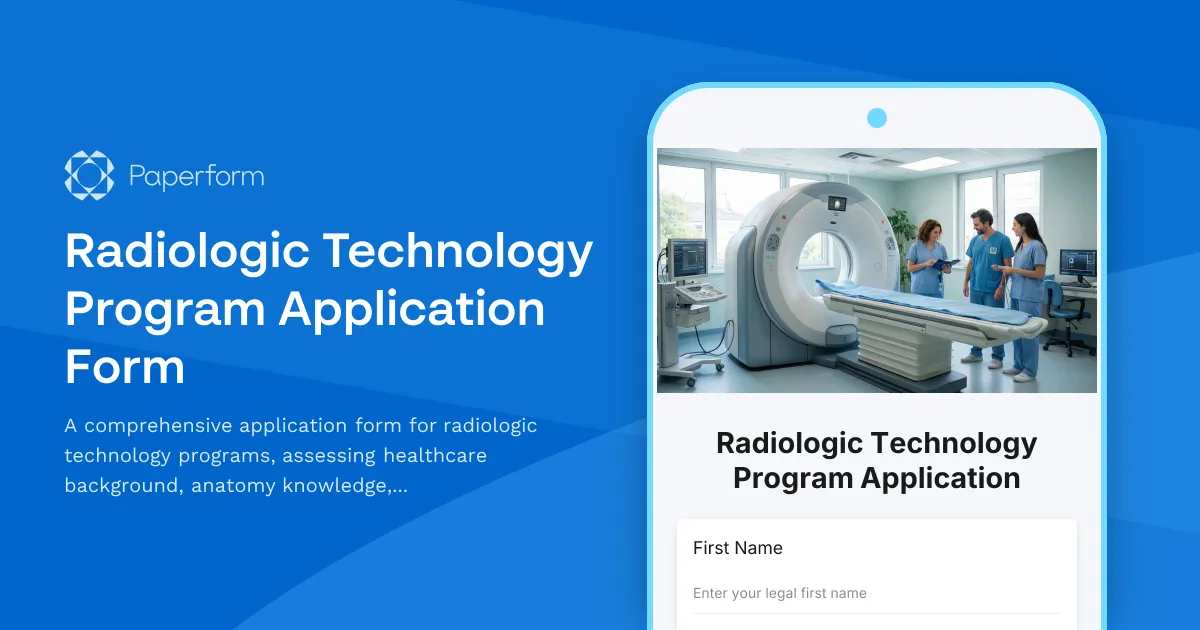 Radiologic Technology Program Application Form