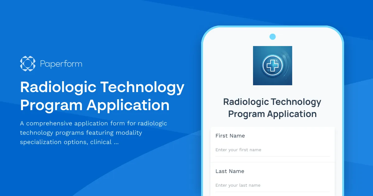Radiologic Technology Program Application