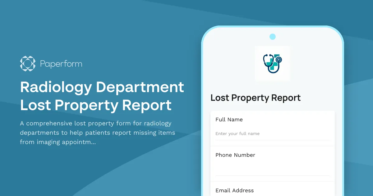 Radiology Department Lost Property Report