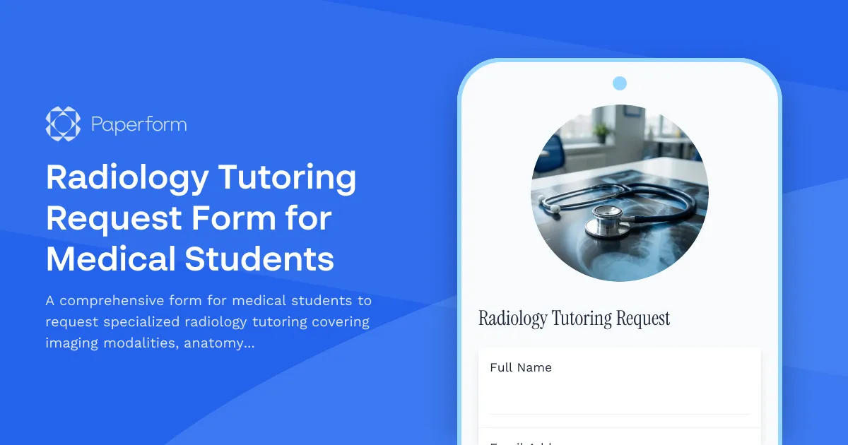Radiology Tutoring Request Form for Medical Students