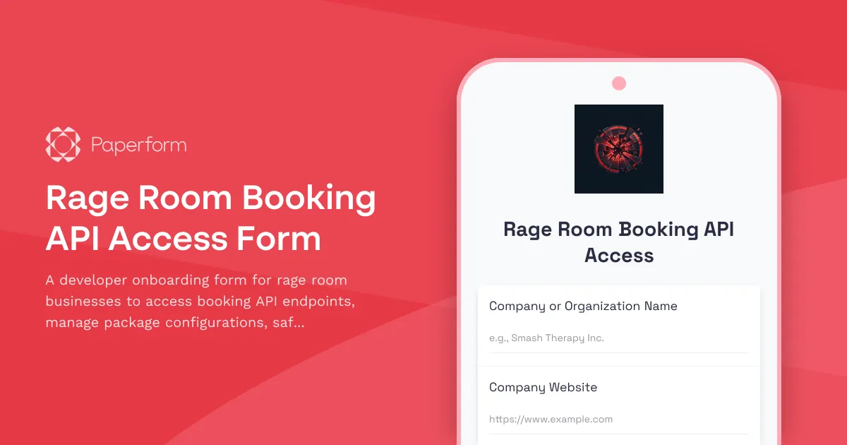 Rage Room Booking API Access Form