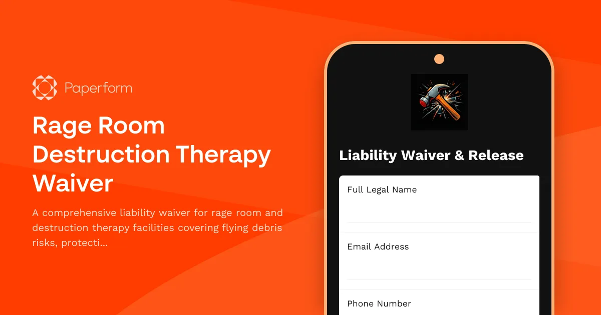 Rage Room Destruction Therapy Waiver