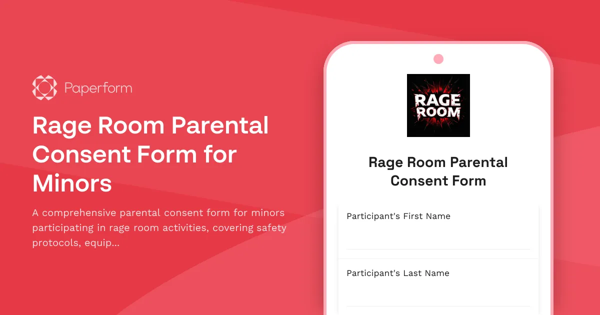 Rage Room Parental Consent Form for Minors