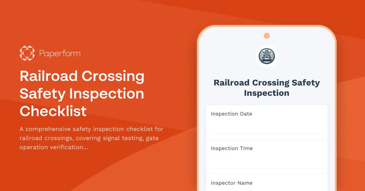 Railroad Crossing Safety Inspection Checklist