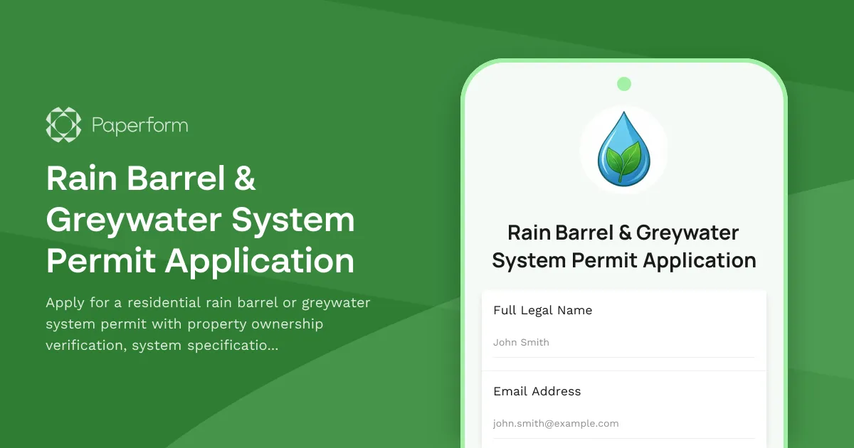 Rain Barrel & Greywater System Permit Application