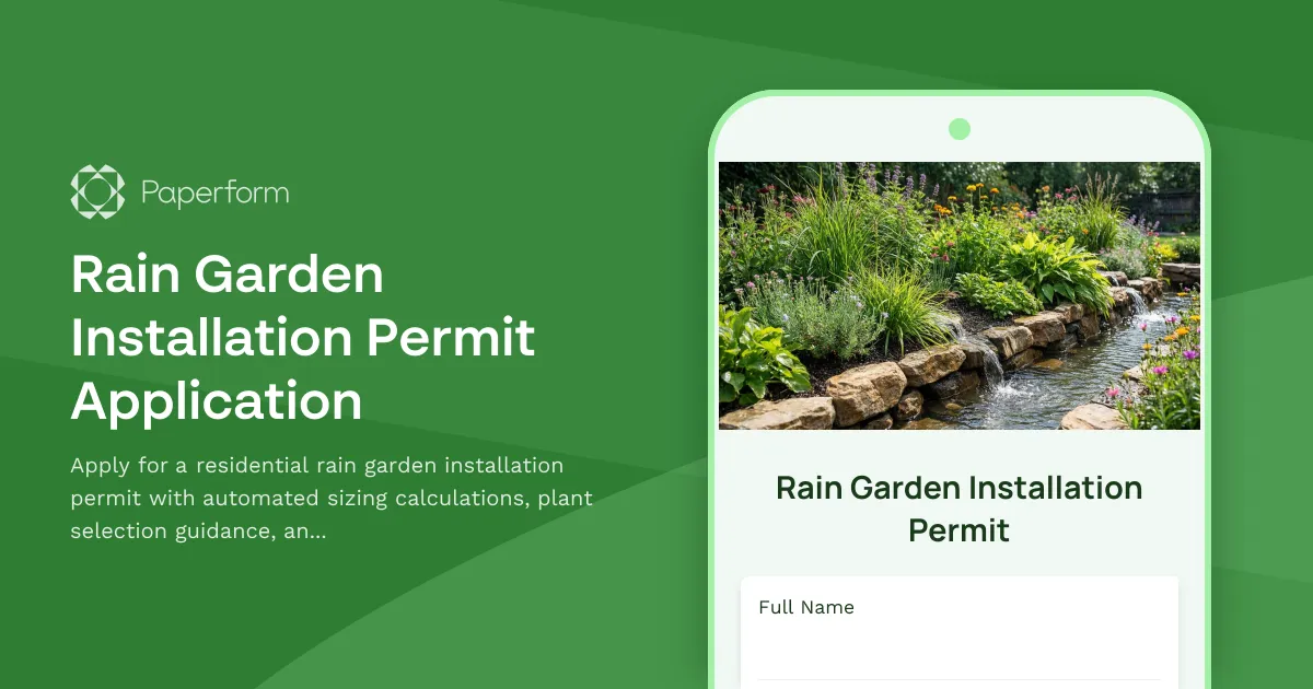 Rain Garden Installation Permit Application